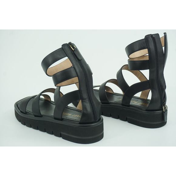 Stuart Weitzman Black Gala Lift Gladiatior Strappy Sandal SZ 37 $495 Lug Sole - Picture 4 of 11